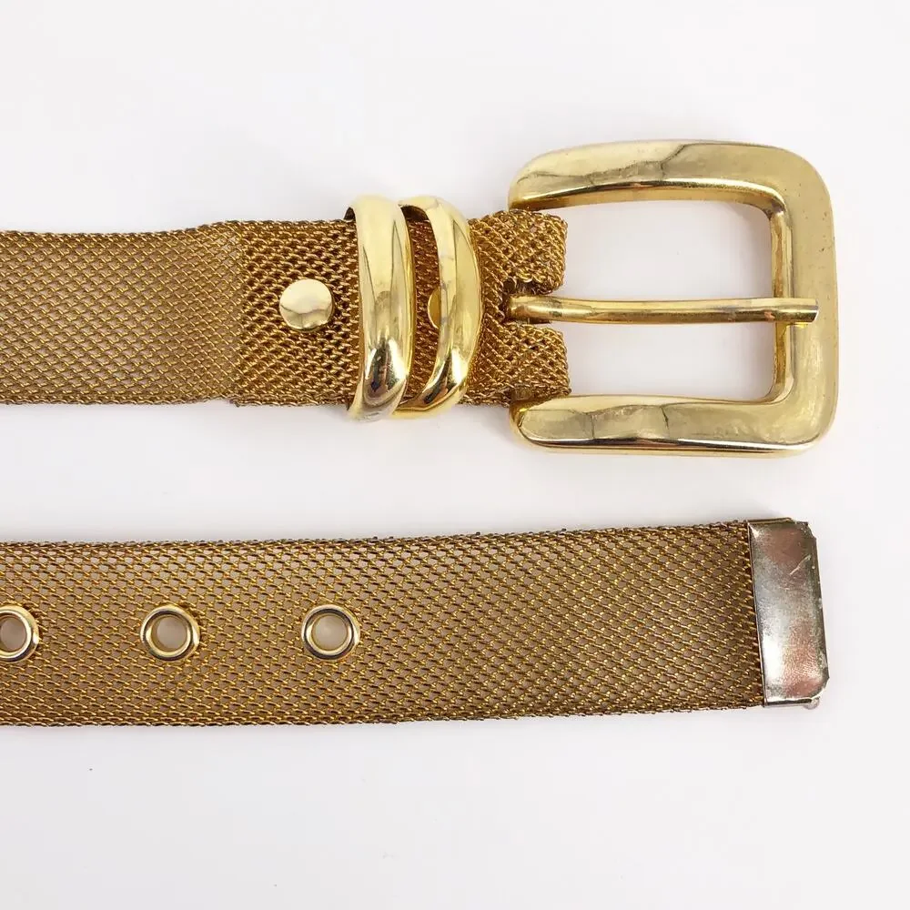 90s gold metal mesh belt 1990s vintage